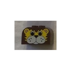 LEGO 4744px6 Brick 2 x 4 x 2 with Curved Top with Lion Face Pattern