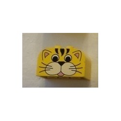 LEGO 4744px11 Brick 2 x 4 x 2 with Curved Top with Tiger Face Pattern