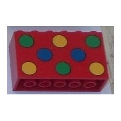 LEGO 6213p02 Brick 2 x 6 x 3 with Green Yellow and Blue Dots Pattern 