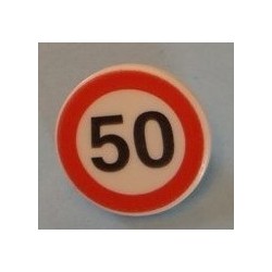 LEGO 30261px2 Roadsign Clip-on 2 x 2 Round with Black 50 in Red Circle Pattern
