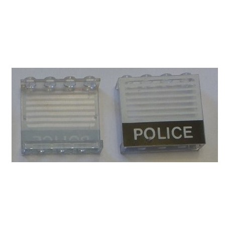 LEGO 4215apx2 Panel 1 x 4 x 3 with Black Bar, White POLICE Text, and White Grille Pattern
