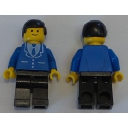 LEGO trn069 Suit with 3 Buttons Blue - Black Legs, Black Male Hair