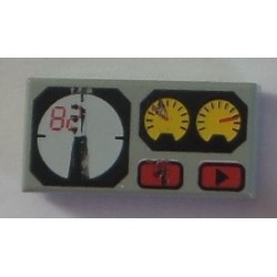 LEGO 3069bpx19 Tile 1 x 2 with Red 82 and Yellow and White Gauges Pattern