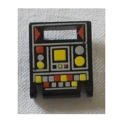 LEGO 4346px14 Container Box 2 x 2 x 2 Door with Slot and Red and Yellow Controls Pattern