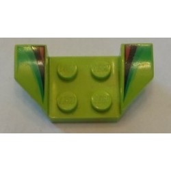 LEGO 41854px2 Car Mudguard 2 x 4 Swept Back with Green, Black, and Red Pattern