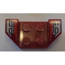 LEGO 41854px5 Car Mudguard 2 x 4 Swept Back with Black, White, and Red 66 Pattern