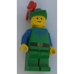 LEGO cas133 Forestman - Blue, Green Hat, Red 3-Feather Plume