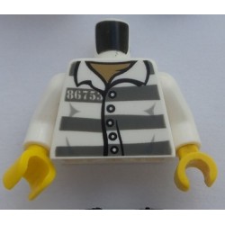 LEGO 973bd1557c01 Torso Town Prisoner Number 86753, Dark Bluish Gray Stripes, Buttons