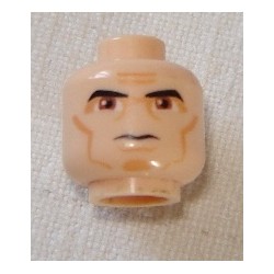 LEGO 3626bpx425 Minifig Head with Thick Black Eyebrows, Blue Eyes, and Scar Pattern