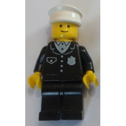 LEGO cop001 Police - Suit with 4 Buttons, Black Legs, White Hat, 3626ap01