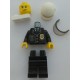 LEGO cty0013 Police - City Suit with Blue Tie and Badge, Black Legs, White Helmet, Trans-Black Visor, Scowl