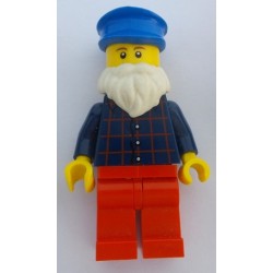 LEGO cty0442 Plaid Button Shirt, Red Legs, White Short Beard, Blue Hat