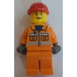 LEGO cty0368 Construction Worker - Orange Zipper, Safety Stripes,  (2013)
