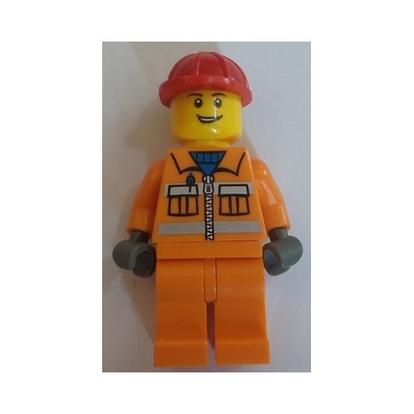 LEGO cty0368 Construction Worker - Orange Zipper, Safety Stripes,  (2013)