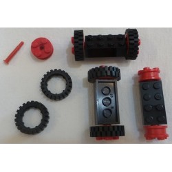 LEGO 4180c02/3483 Brick, Modified 2 x 4 with Wheels, Freestyle Red/Tyre Small