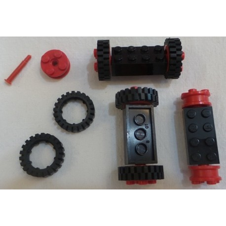 LEGO 4180c02/3483 Brick, Modified 2 x 4 with Wheels, Freestyle Red/Tyre Small