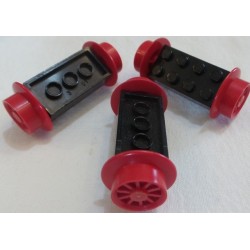 LEGO 4180c04 Wheels Train Spoked Small (23mm D.) and Black Brick, Modified 2 x 4 [Red]