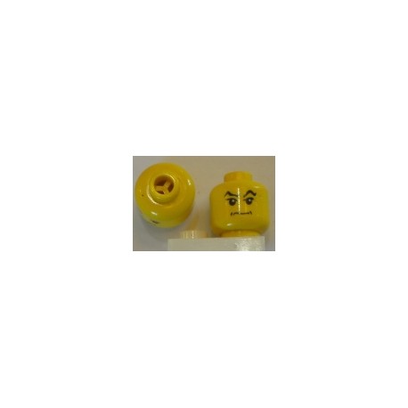LEGO 3626bpx146 Minifig Head with Black Raised Eyebrows and Grim Expression Pattern