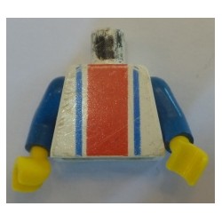 LEGO 973p01c01 Torso Vertical Striped Red/Blue Print / Blue Arms / Yellow Hands