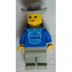 LEGO par046 Jogging Suit, Light Gray Legs, Light Gray Cowboy Hat, Backpack (1993)