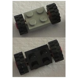 LEGO 122c01assy2 Plate 2 x 2 Modified with Red Wheels with Black Tires 15mm D. x 6mm Offset Tread Small (122c01 / 3641)