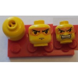 LEGO 3626bpx339 Minifig Head with Orange Mask and Frown/Clenched Teeth Pattern