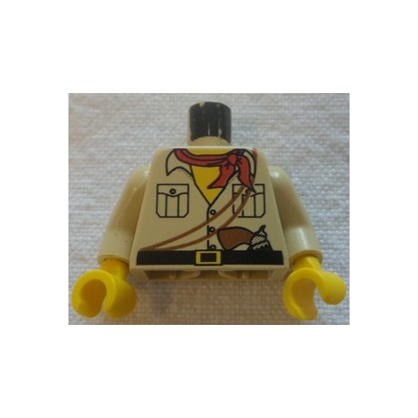 LEGO 973pa3 Minifig Torso with Safari Shirt, Gun, and Red Bandana Pattern (with arms and hands)