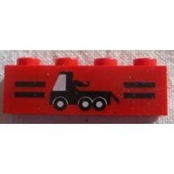 LEGO 3010px13 Brick 1 x 4 with Tow Truck and Black Stripes Pattern