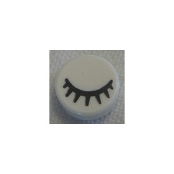 LEGO 98138pr0026 Tile Round 1 x 1 with Black Eye Closed with Eyelashes Print
