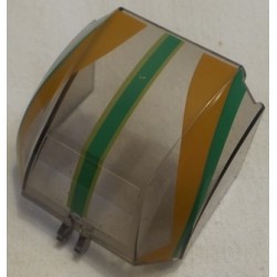 LEGO 30633px1 Windscreen 4 x 6 x 4 Canopy with Hinge with Green and Orange Stripes Pattern